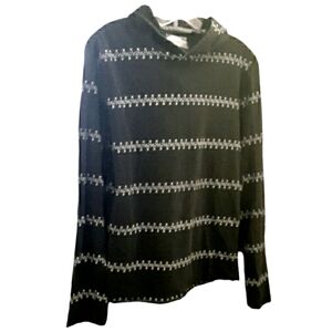 Black and White VANS Off the Wall Long Sleeve Hooded Tee Shirt size M